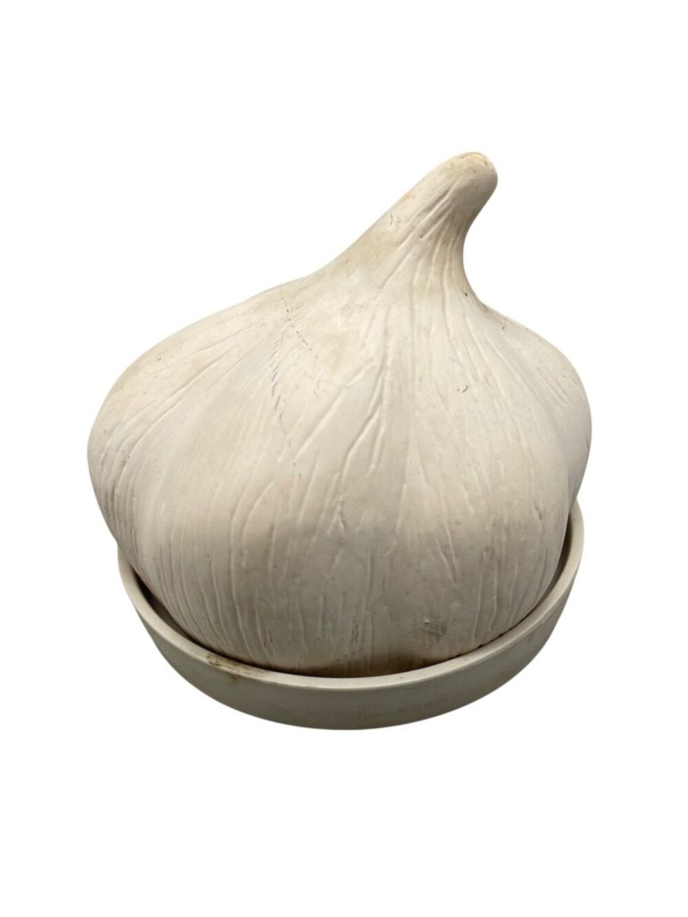 Garlic-Shaped Ceramic Garlic Keeper roaster With Lid & Vent Hole Storage READ